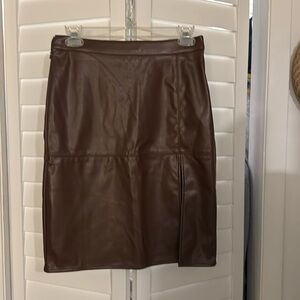 Cider fax brown leather skirt